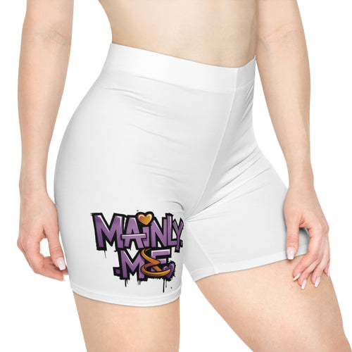 Biker Shorts — "Mainly Me" Cute Graphic