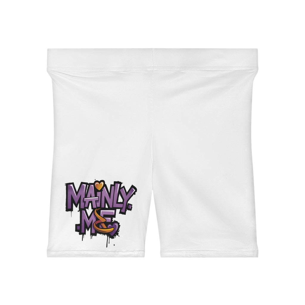 Biker Shorts — "Mainly Me" Cute Graphic