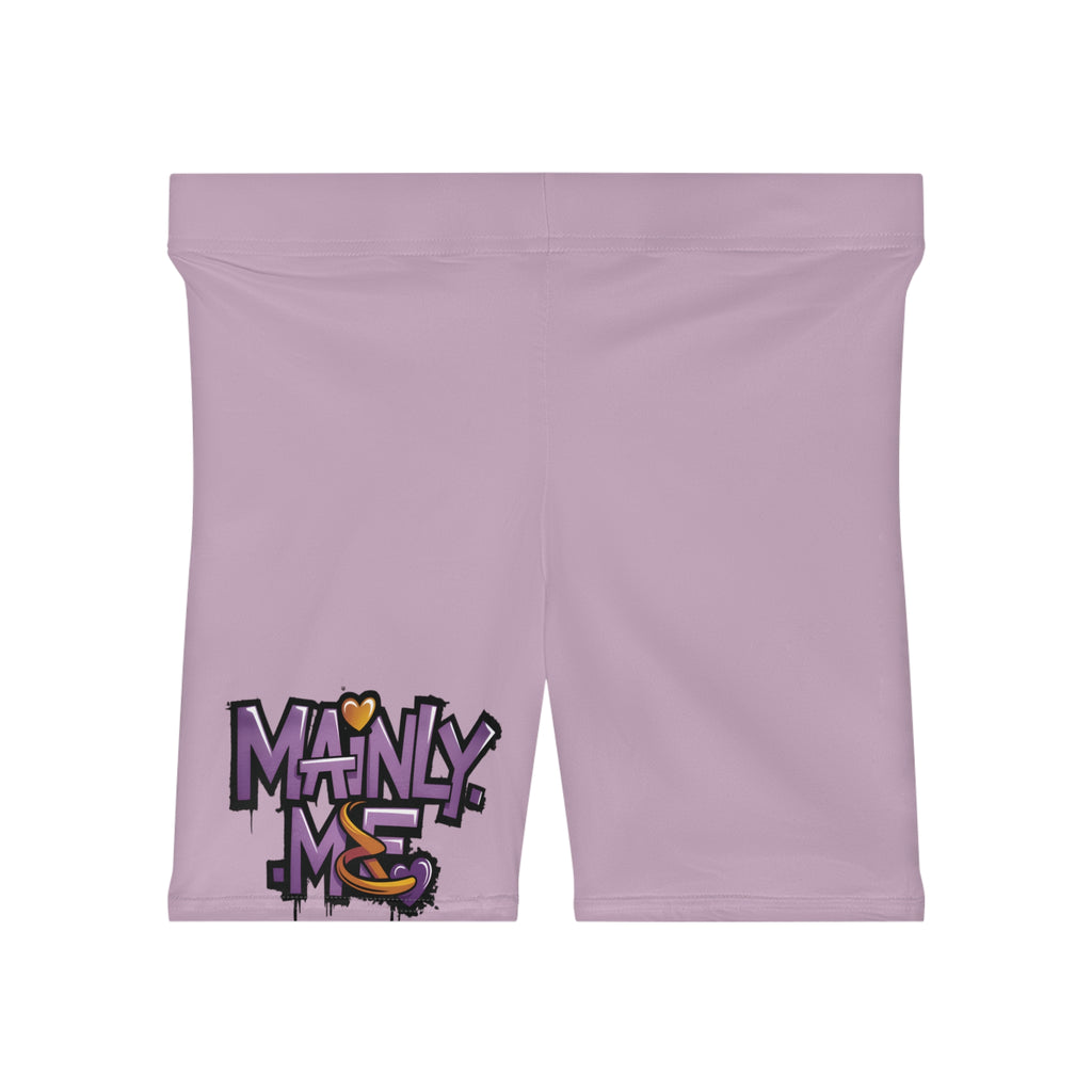 Biker Shorts — "Mainly Me" Cute Graphic