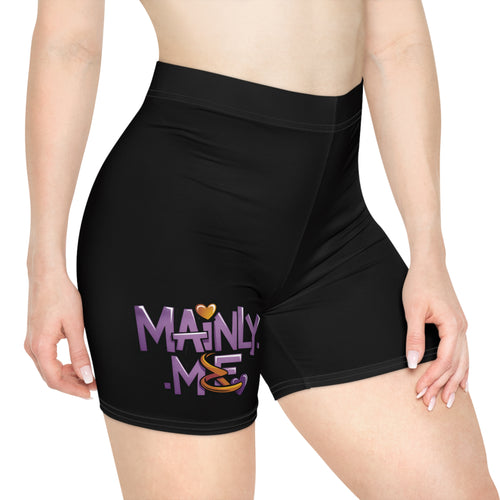 Biker Shorts — "Mainly Me" Cute Graphic