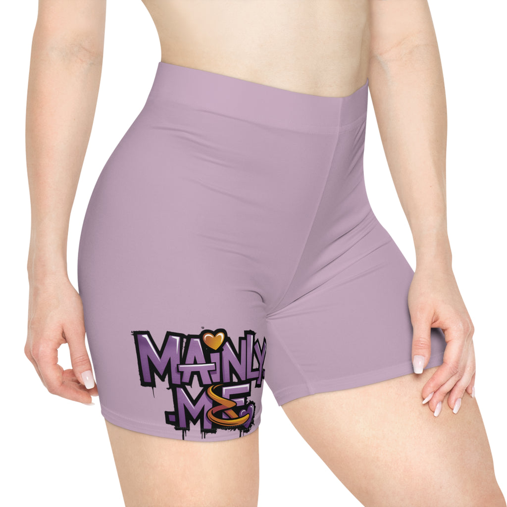 Biker Shorts — "Mainly Me" Cute Graphic